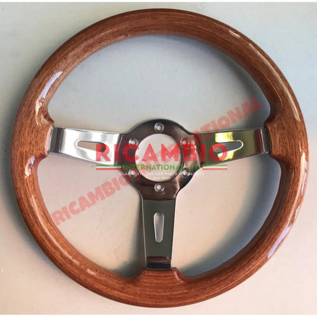 Wood & Polished Alloy Steering Wheel - Classic Fiat 500 126,600,850 plus many more - Steering