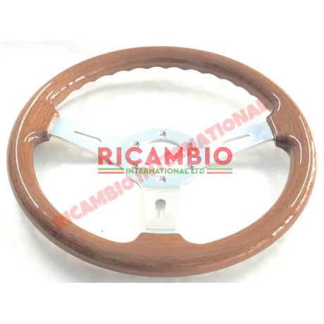 Wood & Polished Alloy Steering Wheel - Classic Fiat 500 126,600,850 plus many more - Steering