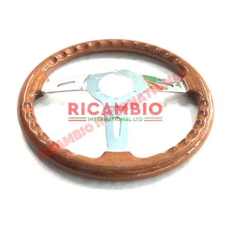 Wood & Polished Alloy Steering Wheel - Classic Fiat 500 126,600,850 plus many more - Steering