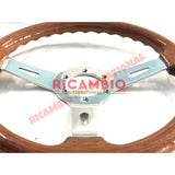 Wood & Polished Alloy Steering Wheel - Classic Fiat 500 126,600,850 plus many more - Steering