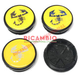 Yellow Abarth Wheel Centre Cap Set (4) - Fiat - Strada/Ritmo
