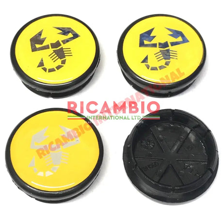 Yellow Abarth Wheel Centre Cap Set (4) - Fiat - Strada/Ritmo