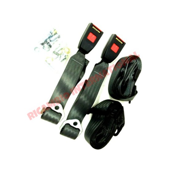 Rear Seat Belt Kit Static (GREY) - Classic Fiat 500, 126, 600, 850, 900