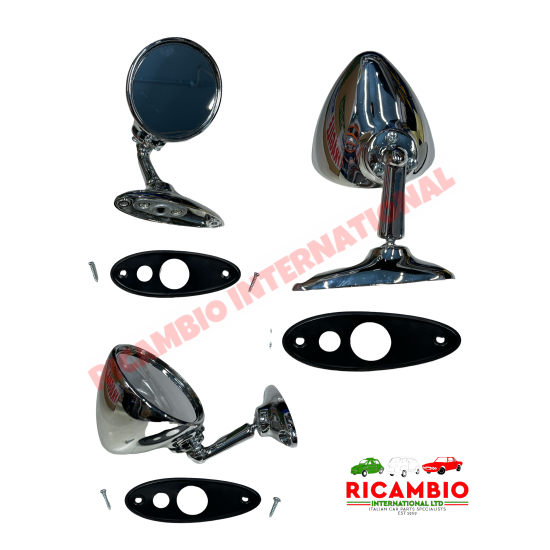 Espejo cromado (atornillado) - Classic Fiat 500,126,600,850,124 Autobianchi Bianchina