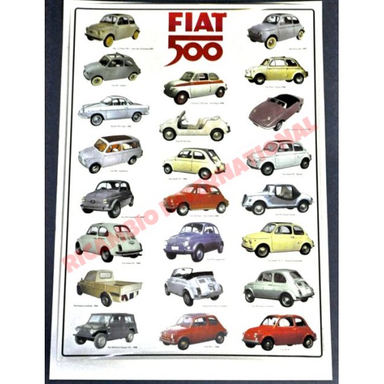 Laminated Poster - Classic Fiat 500 Models from 1950's to 1970's