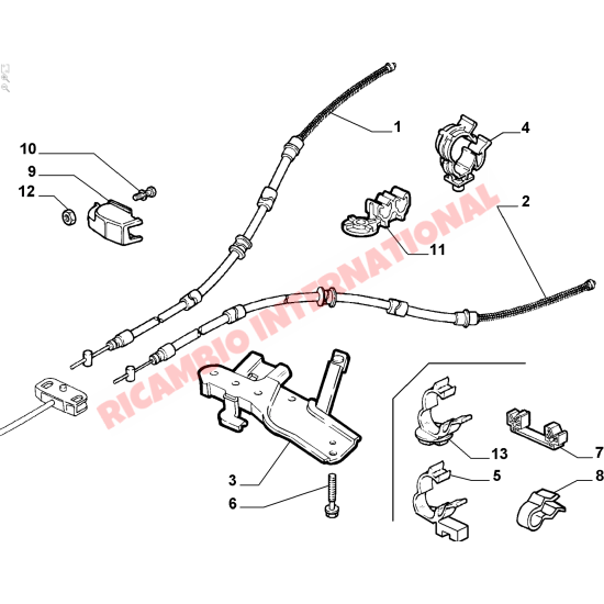 O/S Right Hand Handbrake Cable - Fiat Coupe all models