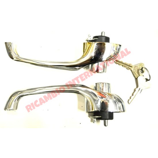 Chrome Outer Door Handle Kit - Classic Fiat 500