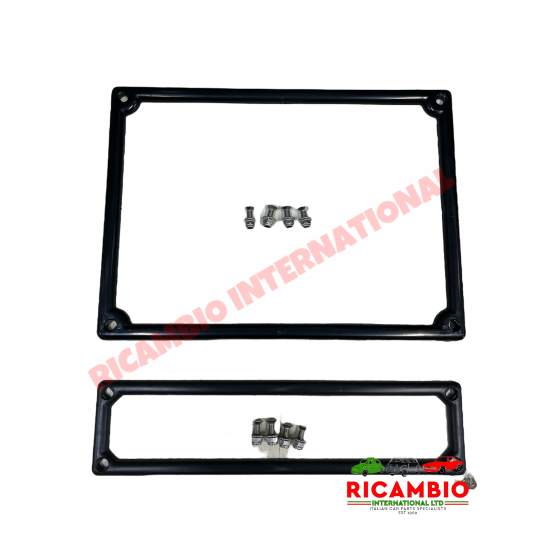 Black Plastic Number Plate Frame & Fittings  Kit - Classic Fiat 500, 600, 850 plus lots more