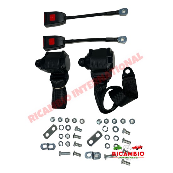 Front Seat Belt Kit Automatic (BLACK) - Lancia Fulvia