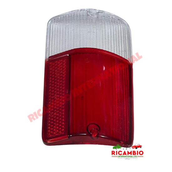 O/S Right Hand Rear Lamp Lens Red/White - Fiat 126 BIS