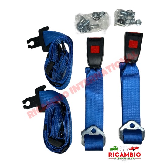 Rear Seat Belt Kit Static (BLUE) - Classic Fiat 500, 126, 600, 850, 900